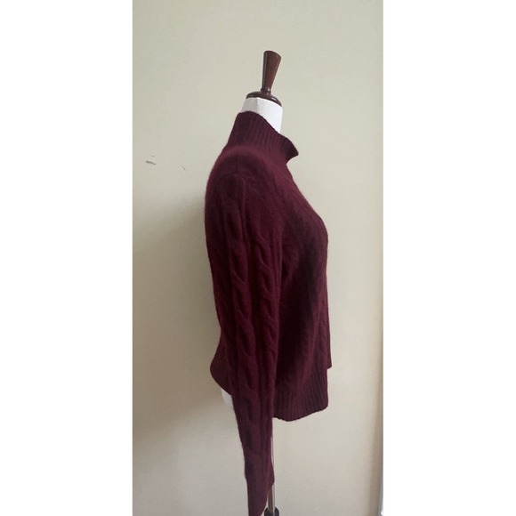 NEW CHARTER CLUB 2 PLY 100% CASHMERE MOCK NECK CABLE KNIT SWEATER XL BURGUNDY - Picture 3 of 11